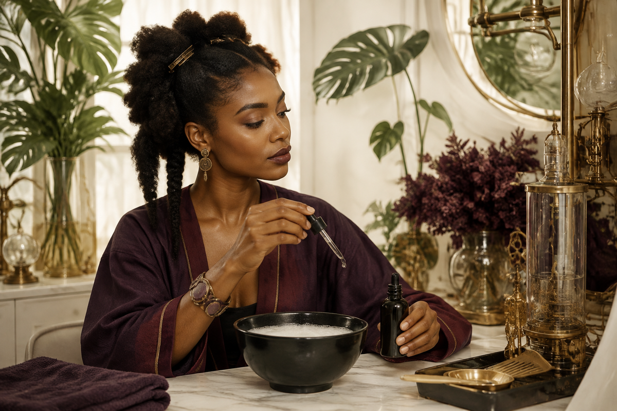 Woman preparing a clean scalp-care step before applying oil