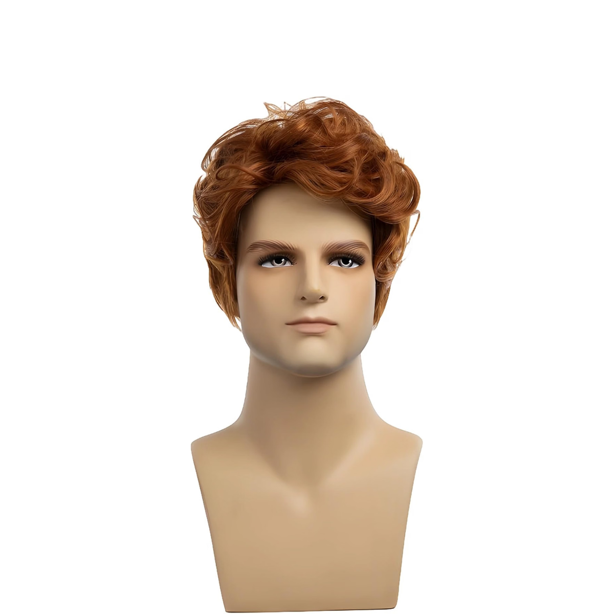 Men's curly synthetic wig with adjustable cap