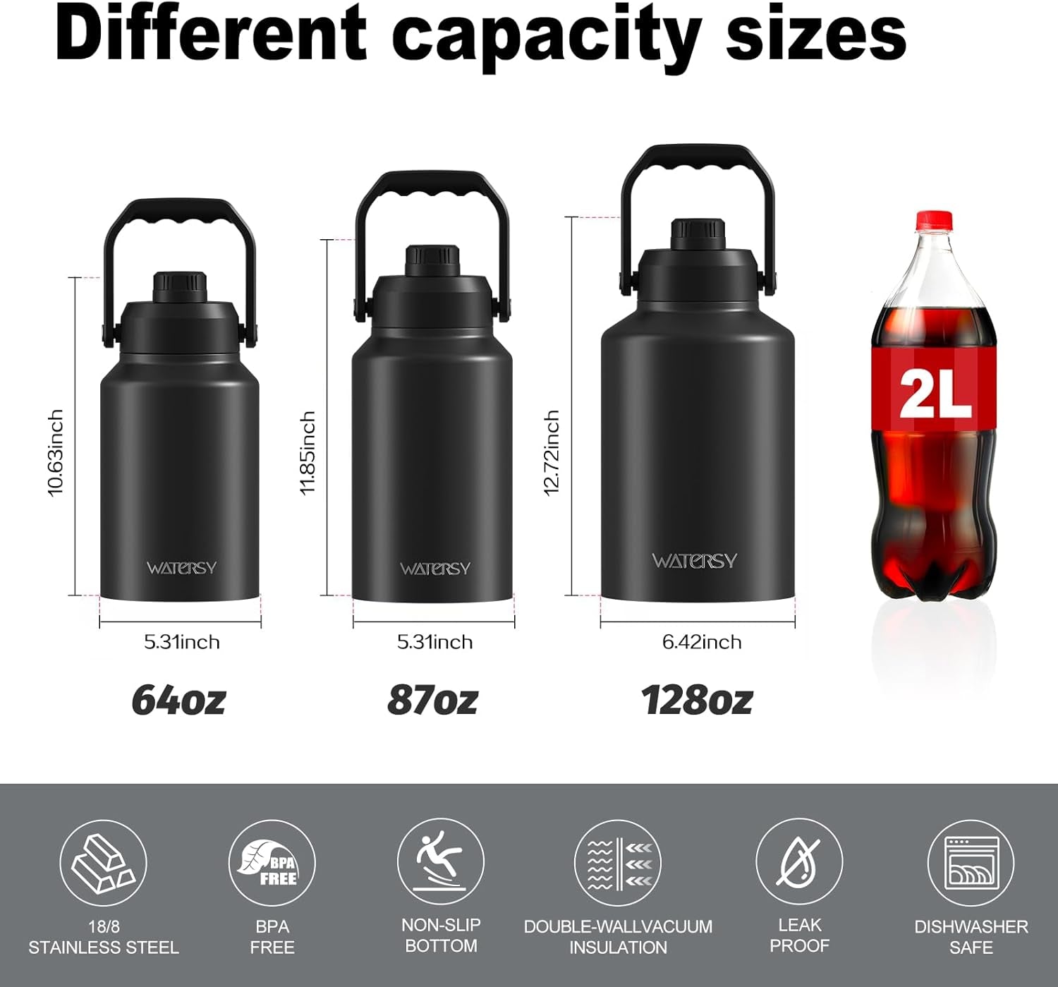 1 Gallon Water Bottle Insulated(Cold for 48 Hrs),Bpa Free&Leak Proof,128Oz Stainless Steel Water Jug,Big Thermo,Large Water Bottle with Handle for Gym,Hiking,Camping&Travel,Gradient Purple