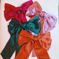 Doubled satin bow hair clip