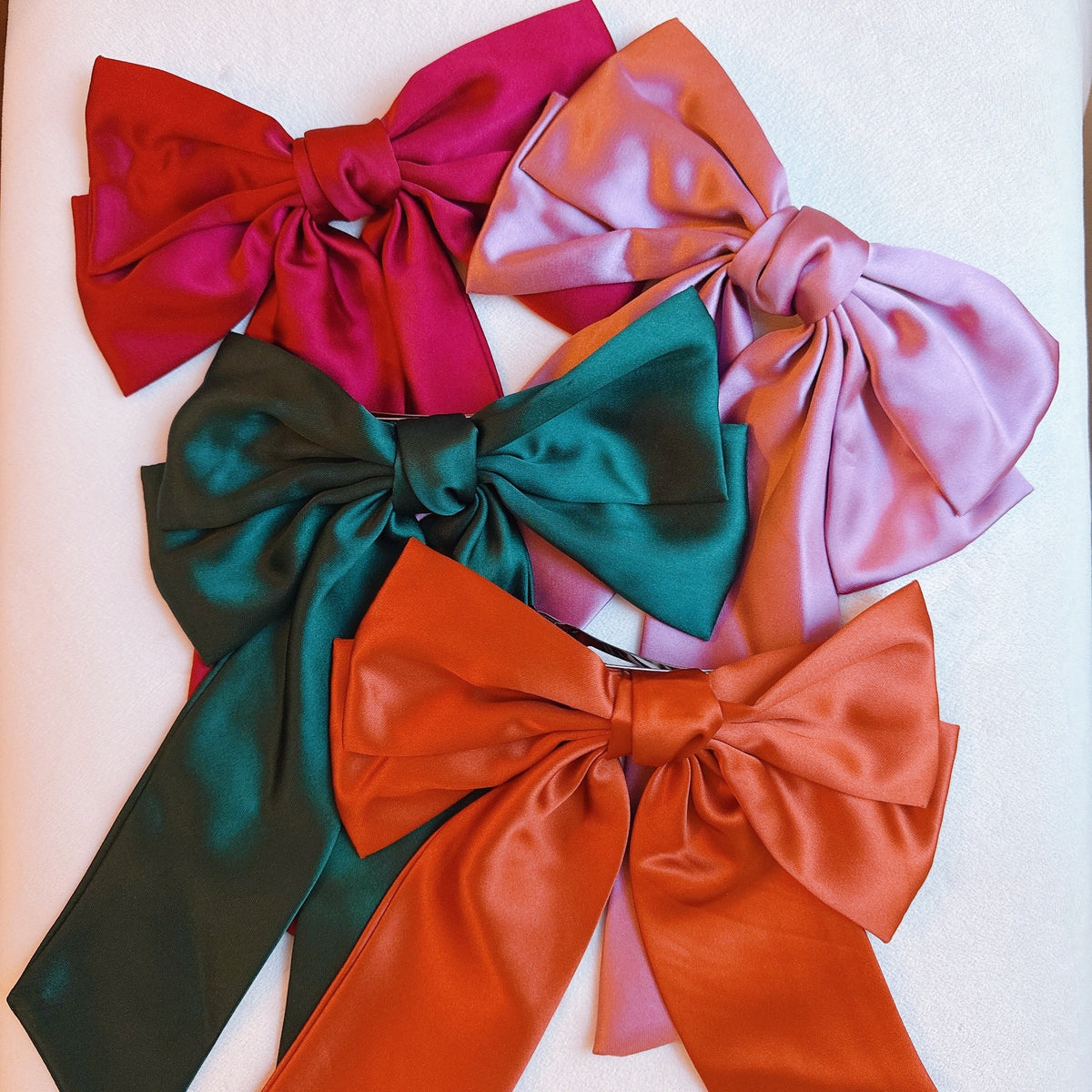 Doubled satin bow hair clip
