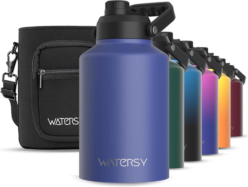 1 Gallon Water Bottle Insulated(Cold for 48 Hrs),Bpa Free&Leak Proof,128Oz Stainless Steel Water Jug,Big Thermo,Large Water Bottle with Handle for Gym,Hiking,Camping&Travel,Deep Blue