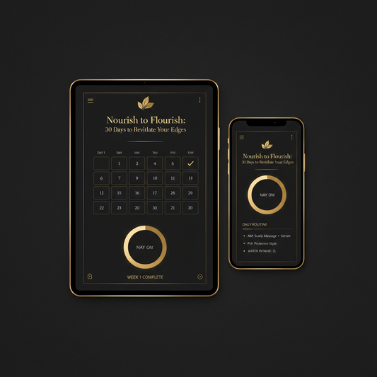 Nourish to Flourish 30-day edge program displayed on tablet and smartphone